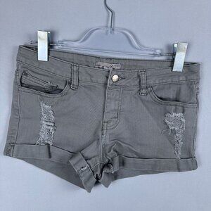 2.1 Denim Jean Shorts Women Size 29 Distressed Mid Rise Stretch Medium Wash Gray